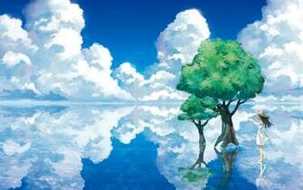 Trees Water Lake Reflection Clouds HD Desktop Wallpaper