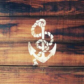 Portfolio Vintage Nautical Anchor White On Brown Wood Grain