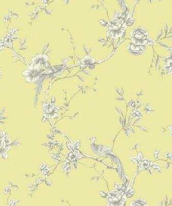 Arthouse Chinoise Yellow Wallpaper Feature Exotic Birds