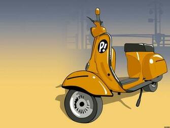 Vespa Scooter Cartoon Exclusive HD Wallpaper