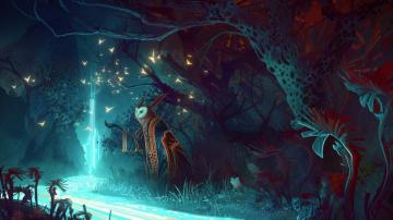 Fantasy Landscape Owl Magical Creature Trees Darkness