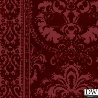 Wallcoverings Wallpaper Walls Flock Velvet Burgundy