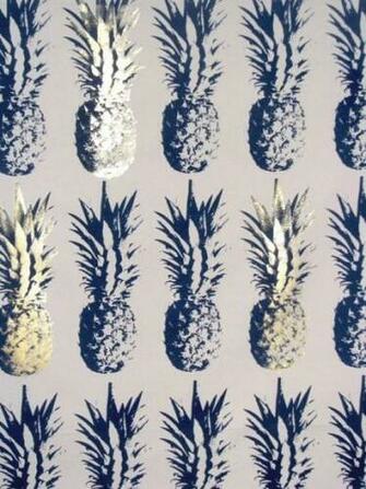 Pineapple Wallpaper Prints Navy Blue Pattern