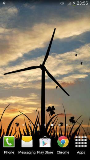 Background Image Windmill Turning Swaying Coconut Trees The Wind