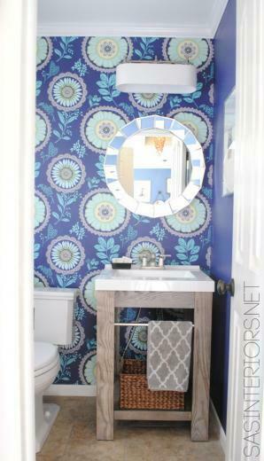 Powder Bath Large Scale Floral Wallpaper In Blue And Purple