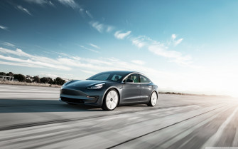 Tesla Model Electric Car Midnight Silver Performance Motion