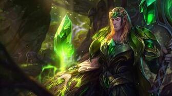 Green And Black Floral Textile League Of Legends Taric HD
