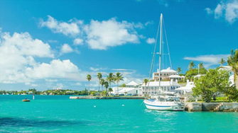 St Georges Harbor In Bermuda On A Sunny Day With Ferry Crossing