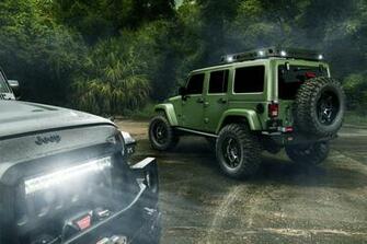 Wallpaper Jeep Wrangler Off Road Rain Cars Green Black Light