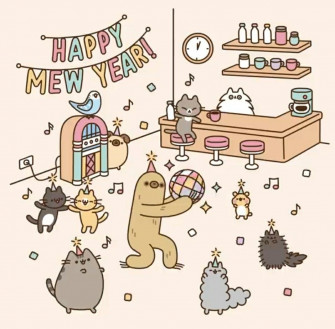 Pusheen Happy New Year Cute Cat