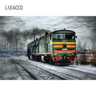 Laeacco Train Industrial Orbital Snow Photography Background