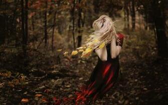 Girl Fall Leaves Autumn Witch Fantasy Mood Gothic G Wallpaper