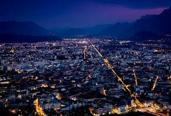 Wallpaper City Grenoble France French Alps Night Street Desktop