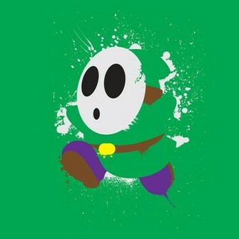 Shy Guy Wallpaper Green Splattery Design