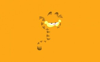 Cartoon Minimalist Art Vector Garfield Smile Yellow Background