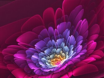 Full HD Wallpaper Fractals Red Flowers