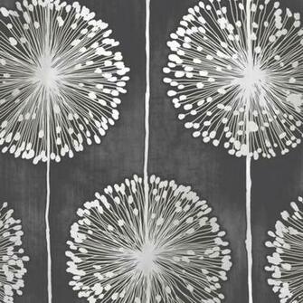 Dandelion Floral Designer Feature Wallpaper Black Grey Flower