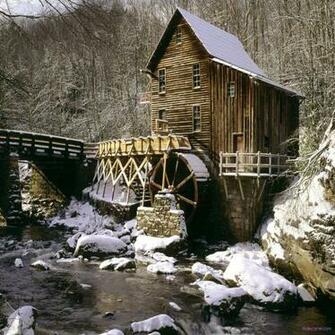 In Winter Babcock State Park West Virginia Wallpaper