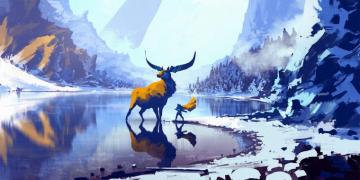 Wallpaper Digital Art Reflection Winter Artwork Concept