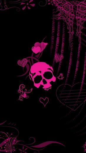 Pink Skull Love Heart Wallpaper iPhone