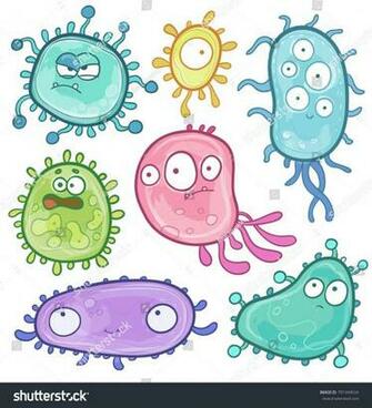 Set Of Cartoon Microbes Germs And Viruses Bacteria