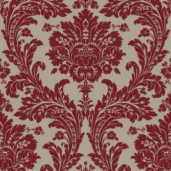 Damask Wine Flock Velvet Wallpaper And