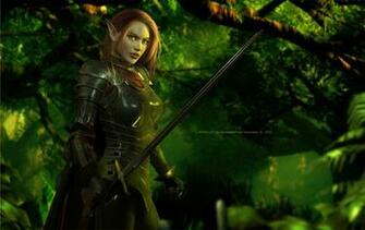 Wallpaper Elf Warrior Sword Armor Forest Desktop