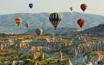 Wallpaper Turkey Aerostat Cappadocia Nature Hill