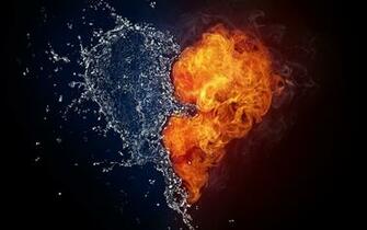Water And Fire Heart HD Wallpaper Love