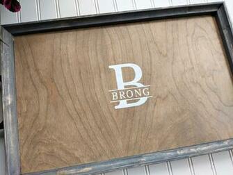 Personalized Serving Tray Wedding Guestbook Rawhide Background