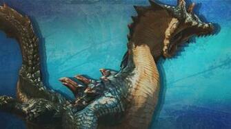 Liz And Koala On Lagiacrus Background From Mhgu