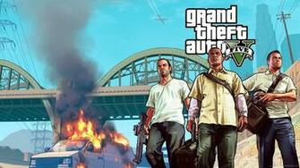 Gta Three Guys And A Burning Van Wallpaper