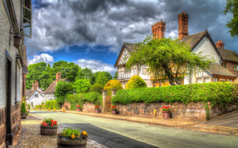 Charming English Streetscape Wallpaper