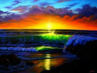 Sunset Ocean Rainbow Wallpaper