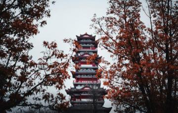 Wallpaper China Trees Autumn Leaves Landscapes Architecture
