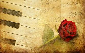 Piano Artistic Sheet Music Notes Note Flower Rose Wallpaper