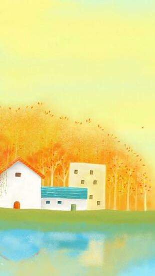 iPhone Wallpaper HD Cute Yellow House Background