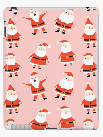 Cute Seamless Pattern With Santa Claus On Pink Background For