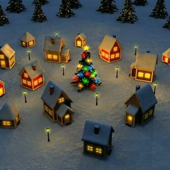 Christmas Village Illustration iPad Air Wallpaper iPhone