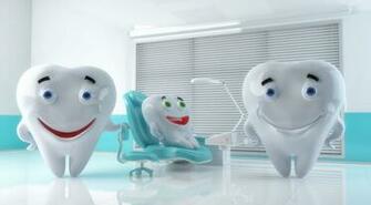 Smiling Cartoon Teeth In Dentist Cabinet