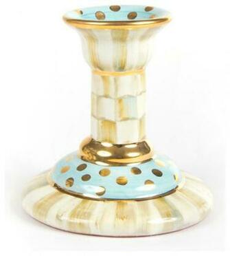 Parchment Check Column Candlestick Mackenzie Childs Eclectic