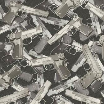 Guns Pattern Pewter Grey Urban Bling Motif Pistol Wallpaper J97109