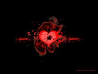 Red Heart On Black Background Wallpaper