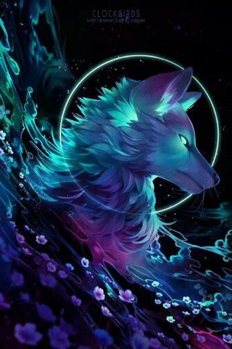 Wolf Flowers Space Universe Water Anime Animal Drawings