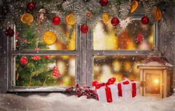 Wallpaper Winter Snow Decoration New Year Window Christmas