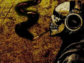 Headphones Smoking Skulls Music Dark Smoke Wallpaper