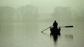Lonely Man Boat Galaxy Wallpaper Full HD