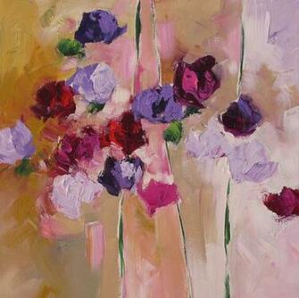 Original Abstract Floral Painting Fauve Flower Garden Bright Bold