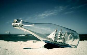 Beach Ship Desktop Wallpaper Bottled Background