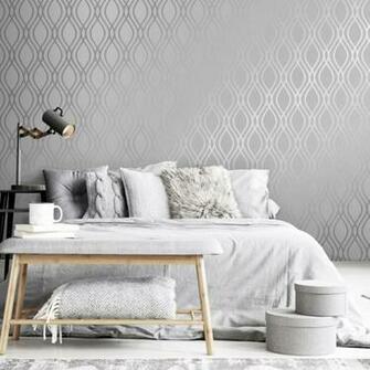 Henderson Interiors Camden Wave Wallpaper Soft Grey Silver